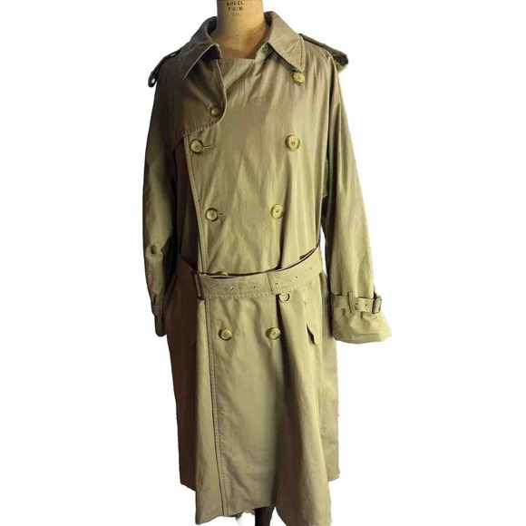 Burberrys London VTG Double Breasted  Designer Classic Beige Trench Coat Sz 50 - Picture 3 of 16
